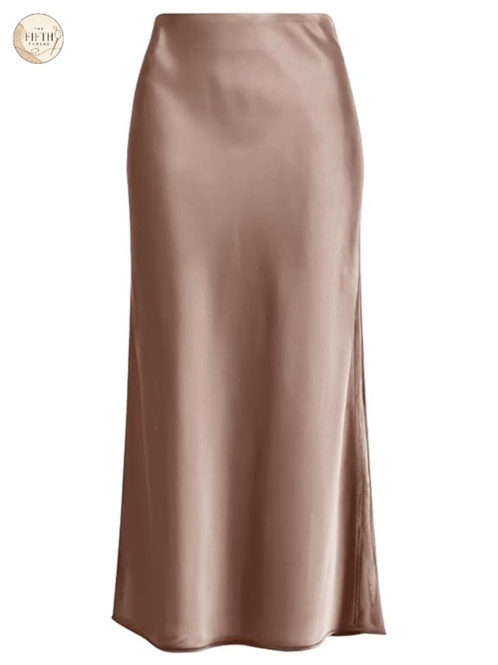 Women's Long Satin Midi Skirt High Waist Hidden Elastic Ruffled Hem